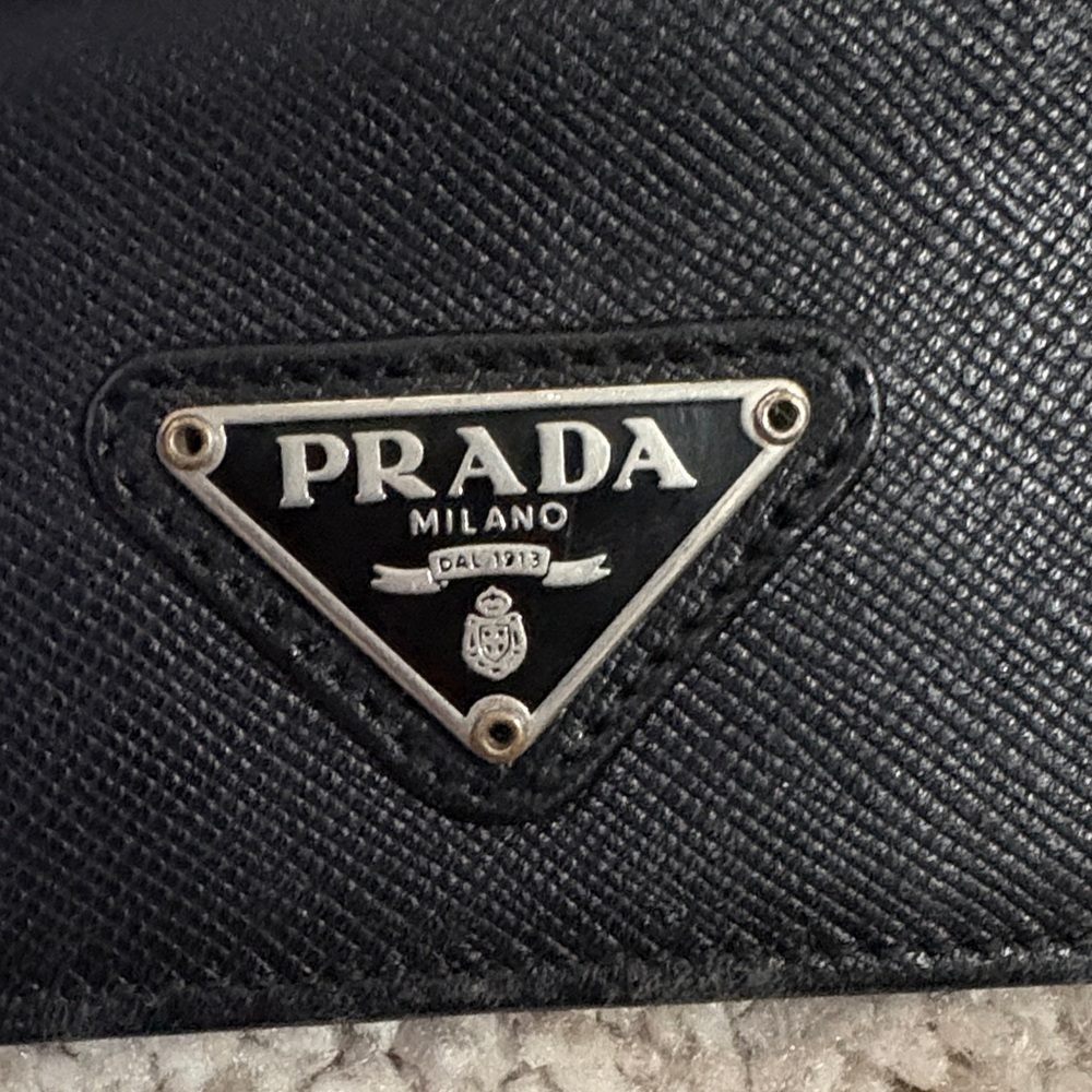 Prada Black Saffiano Leather Card Holder with Triangle Logo Plaque - Picture 9 of 12